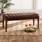Baxton Studio Walsh Mid-Century Leather-Effect Polyester Upholstered Wood Dining Bench-Dark Brown 194-11757-ZORO - alternate 1